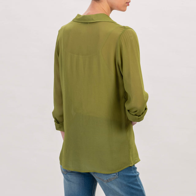 Zeroassoluto-Camisa georgette de viscosa - oliva