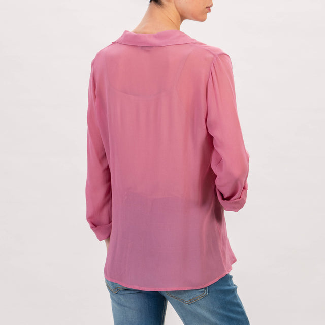 Zeroassoluto-Camisa georgette de viscosa - rosas