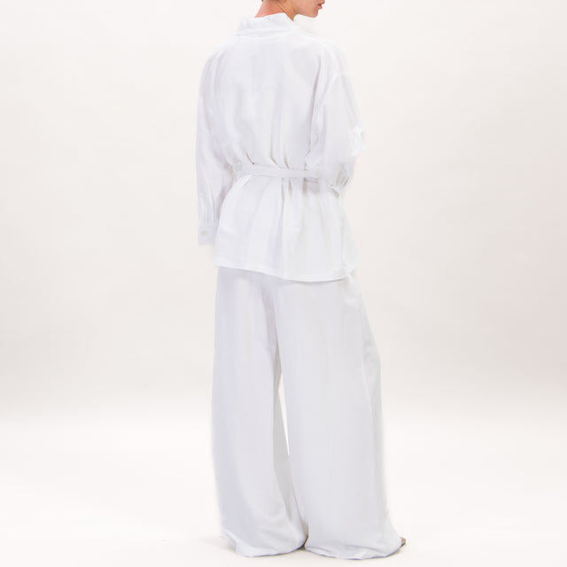 Chaqueta kimono Tension de mezcla de lino - blanco