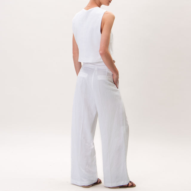 Tensione in-Completo misto lino gilet +pantalone - bianco