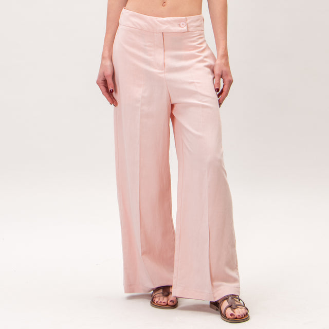 Tensione in-Completo misto lino gilet +pantalone - rosa