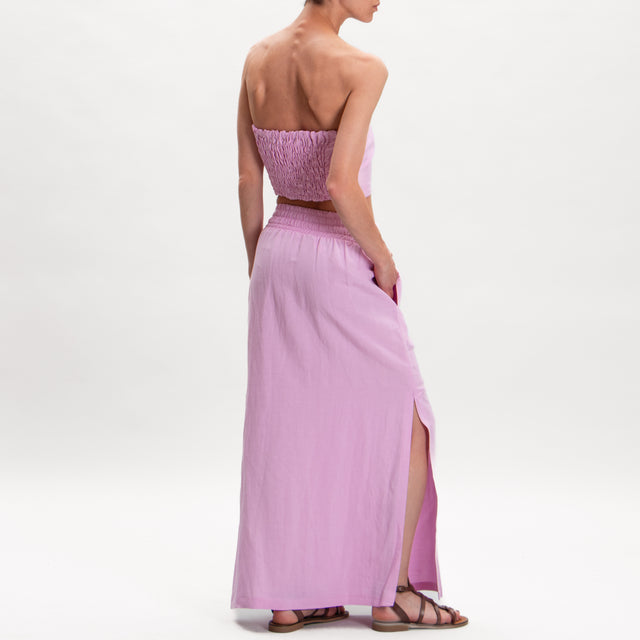 Tension in-Skirt mezcla de lino con aberturas laterales - rosa