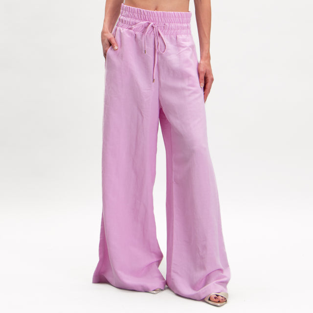 Pantalón Tension de mezcla de lino con cordón - rosa