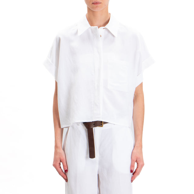Camisa de media manga en mezcla de lino Tension - blanco