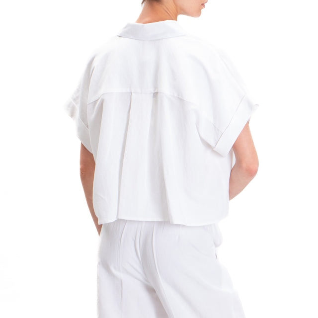 Camisa de media manga en mezcla de lino Tension - blanco