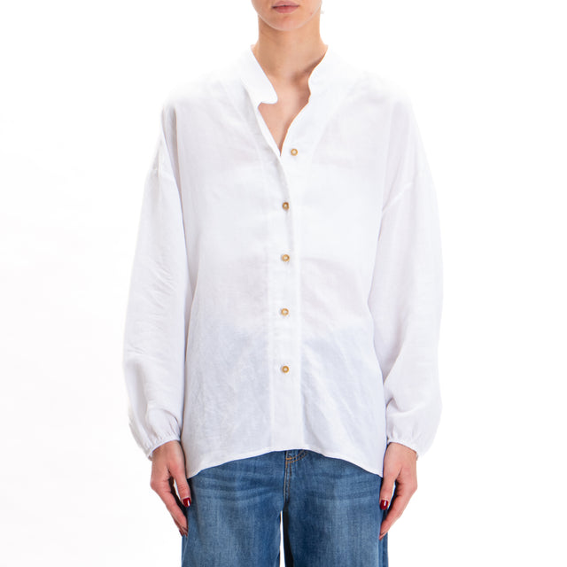 Tensione in-Camicia misto lino oversize - Bianco
