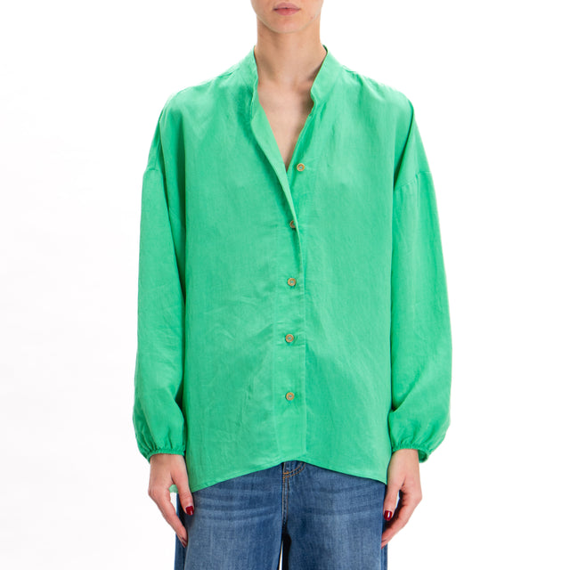 Tensione in-Camicia misto lino oversize - verde