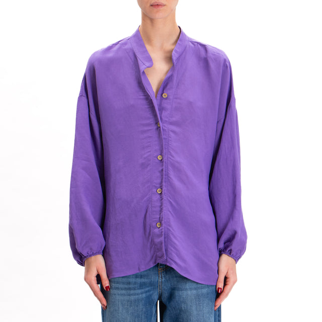 Tensione in-Camicia misto lino oversize - purple