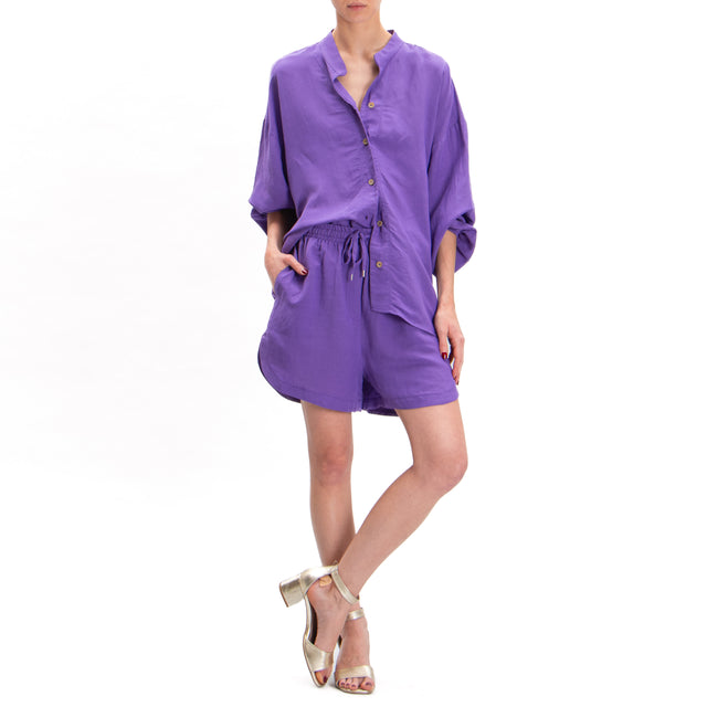Tensione in-Camicia misto lino oversize - purple