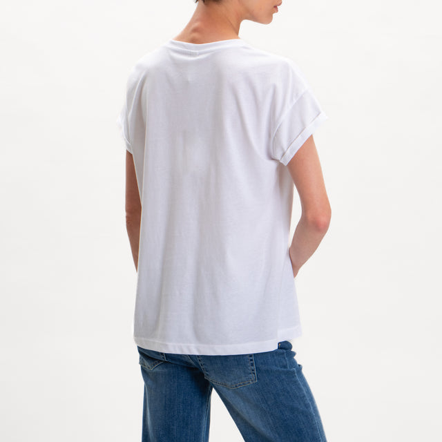 Bolso con pompones y estampado Tension in-T-shirt - blanco