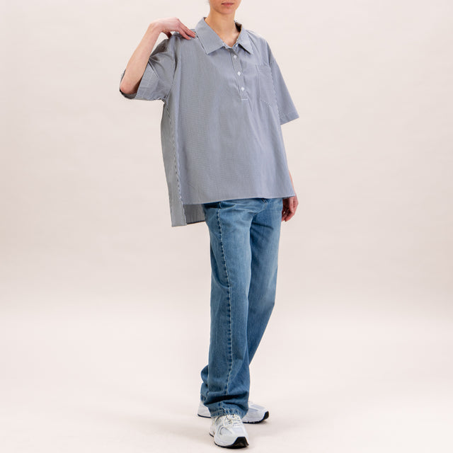 Zeroassoluto-Camisa media manga - negro/rayas blancas