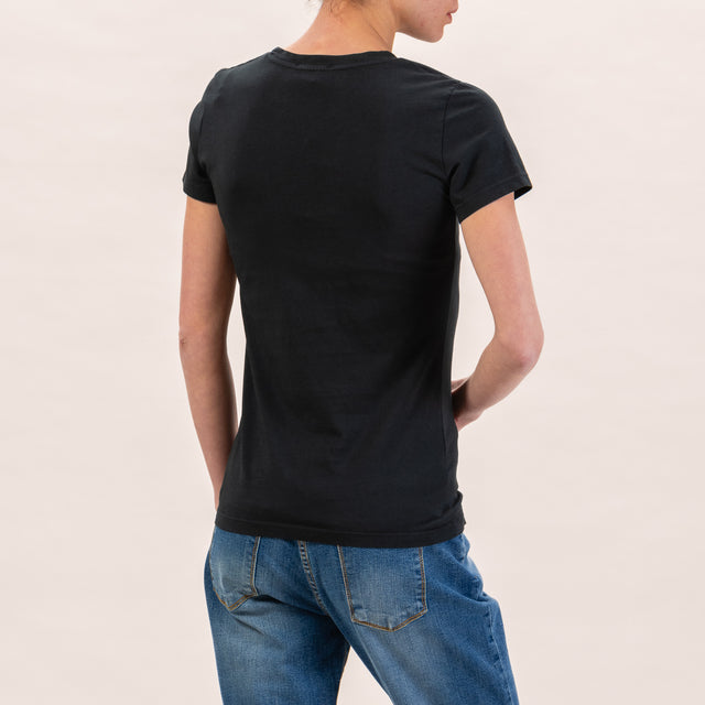 Zeroassoluto-Camiseta slimfit de media manga - negro