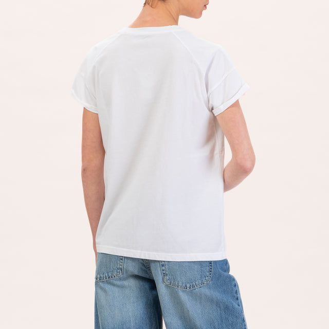 Zeroassoluto-Camiseta regular fit con detalle de strass - blanco