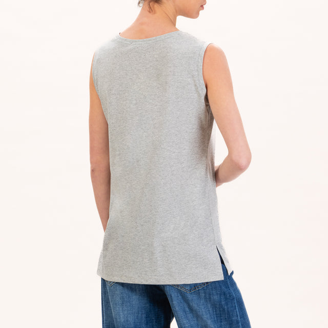 Zeroassoluto-Camiseta de tirantes larga con aberturas - gris melange