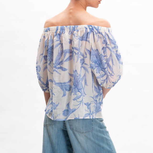 Blusa de muselina con estampado de flores Tension in-Shiffer - blanco/azul claro