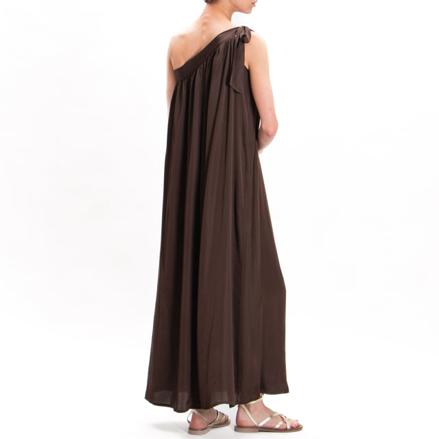 Dixie-Vestido de satén con un solo hombro - marrón oscuro