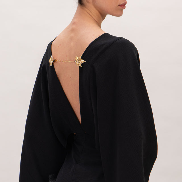 Haveone-Dress accesorio mariposa en la espalda - Negro