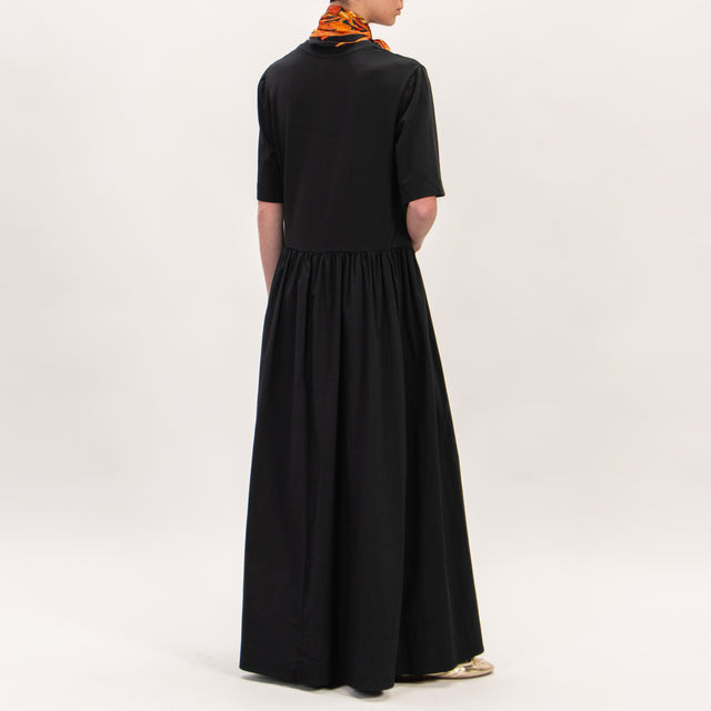 Kontatto-Vestido de doble tejido con pañuelo - negro/naranja/india