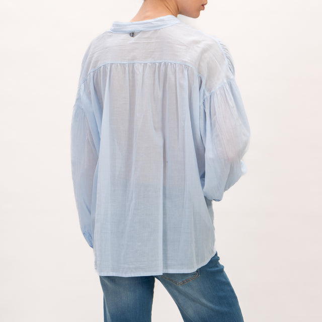 Dixie - Camisa de muselina con cuello mao - azul claro