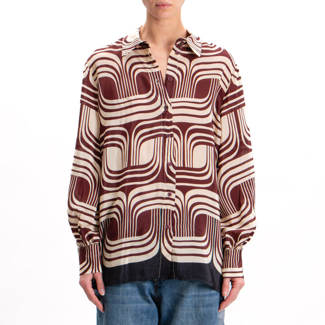 Dixie-Camicia fantasia optical - burro/burgundy