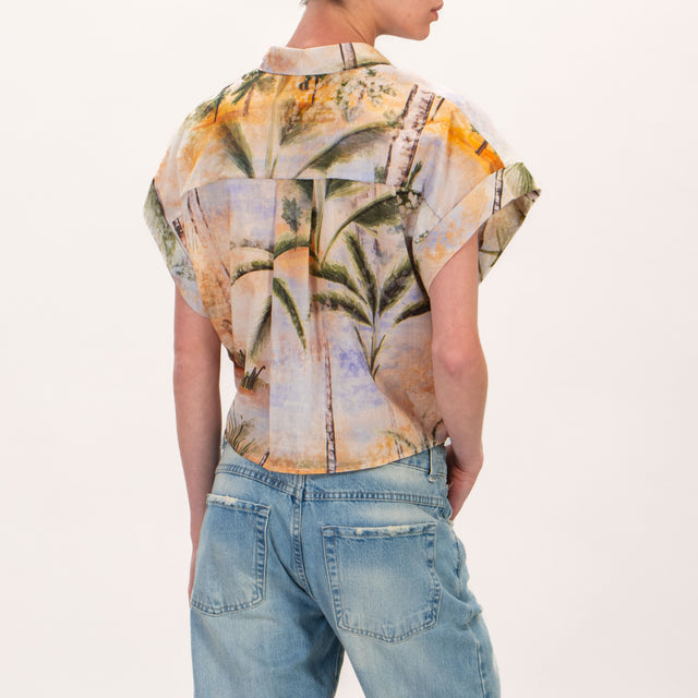 Camisa Dixie-Knot con estampado de palmeras - multicolor