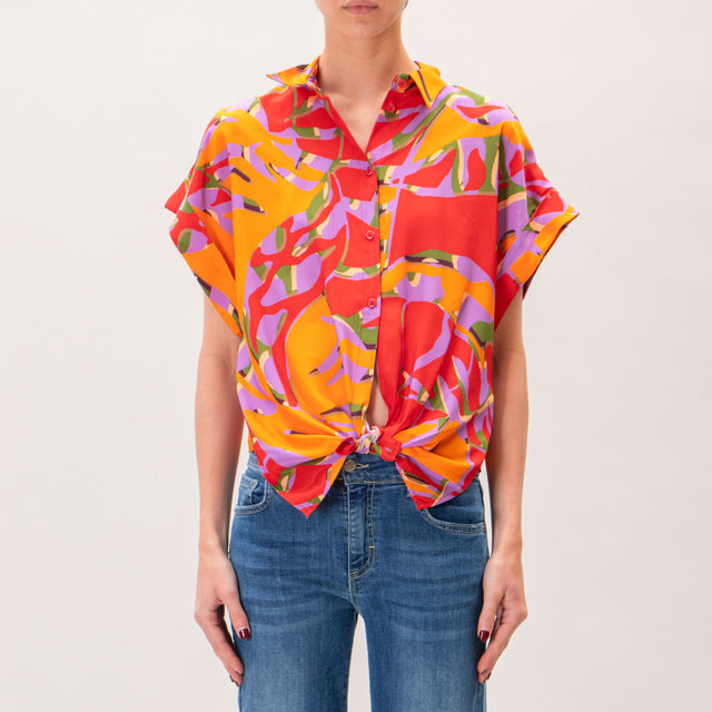 Camisa de satén con estampado Dixie y nudo - multicolor
