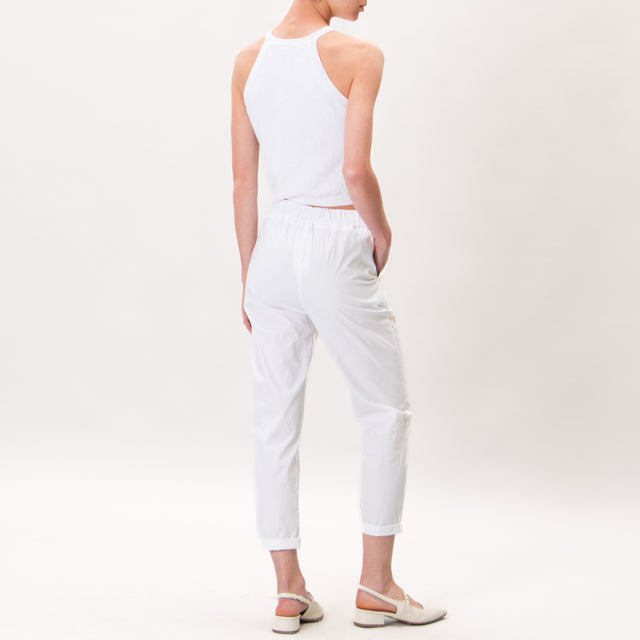 Souvenir-Pantalone popeline elastico dietro - bianco