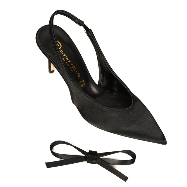 Divine Follie-Slingback a punta fiocco rimovibile - nero