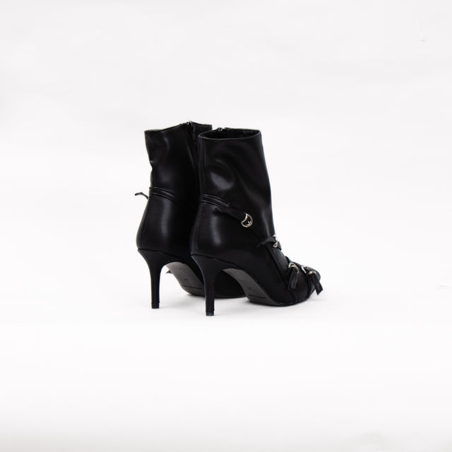 Divine follie-4 buckle heel ankle boot - black