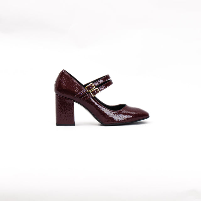 Divine follie-Naplak pumps with wide heel - Bordeaux