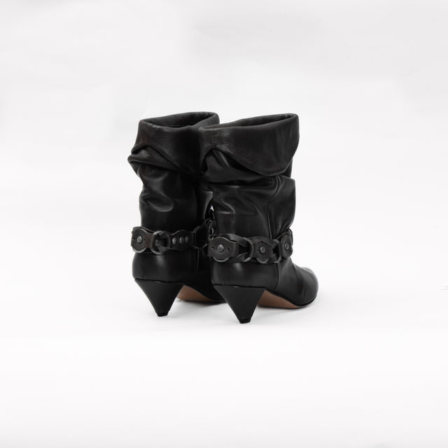 Divine follie-Pyramid heel boot with pleats - black