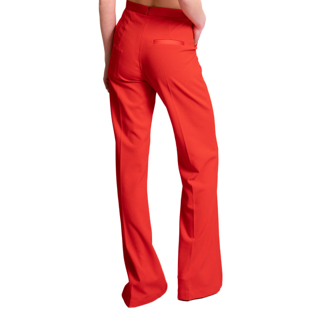 Imperial-Pantalone zampa in crepe elasticizzato - rosso