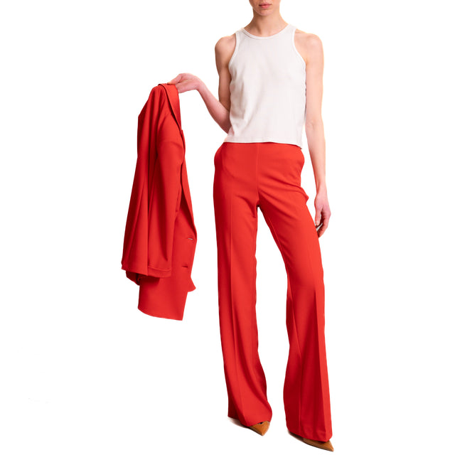 Imperial-Pantalone zampa in crepe elasticizzato - rosso