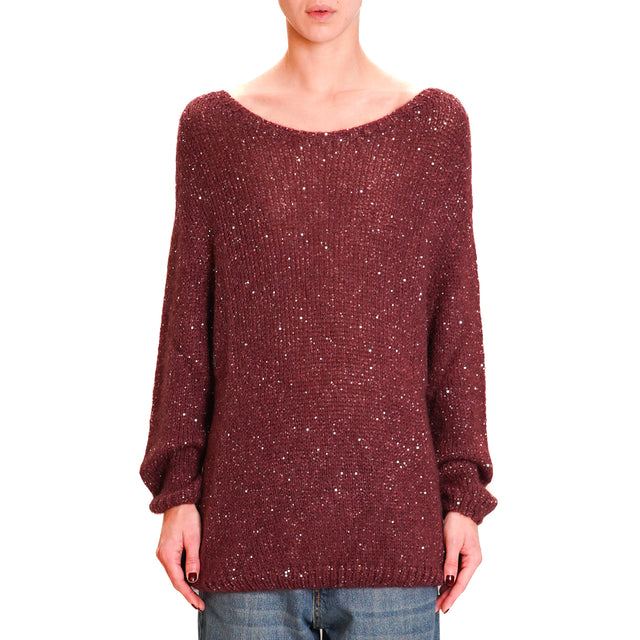 Tensione in-Maglia mohair over micro paillettes - Bordeaux