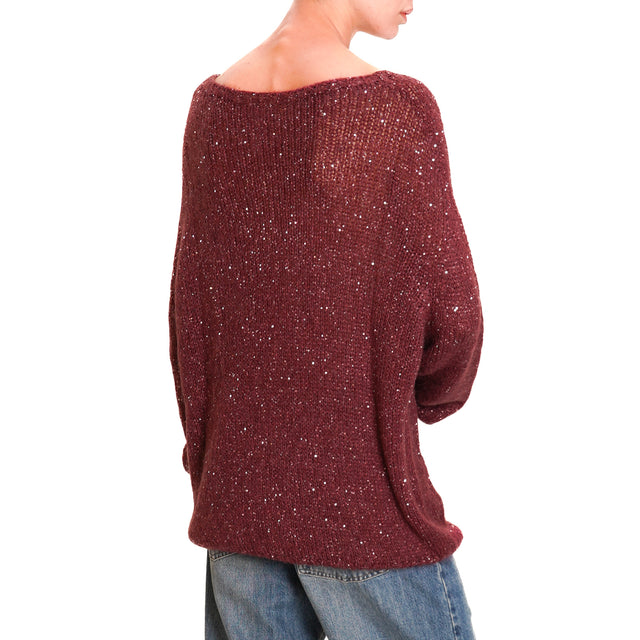 Tensione in-Maglia mohair over micro paillettes - Bordeaux