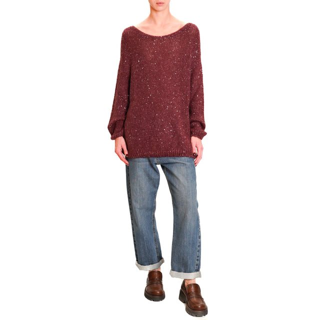 Tensione in-Maglia mohair over micro paillettes - Bordeaux