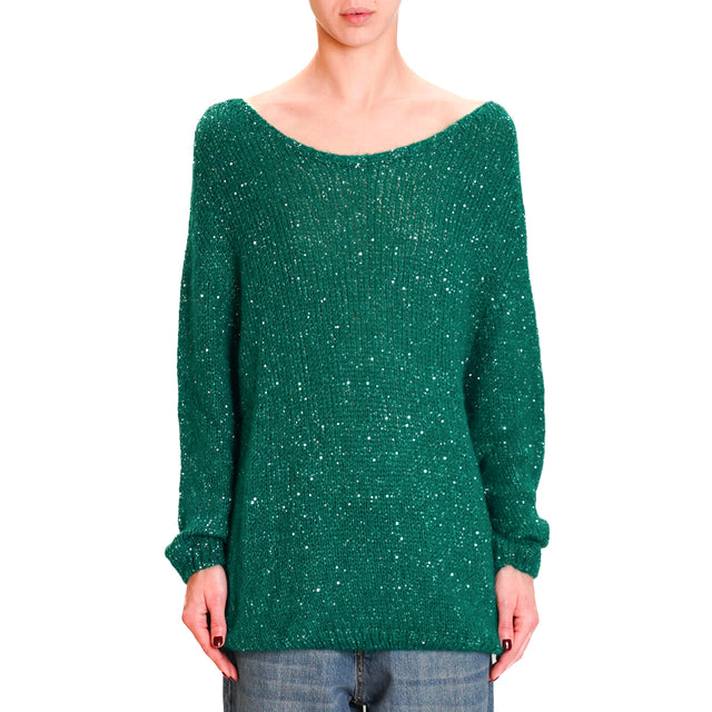 Tensione in-Maglia mohair over micro paillettes - VERDE