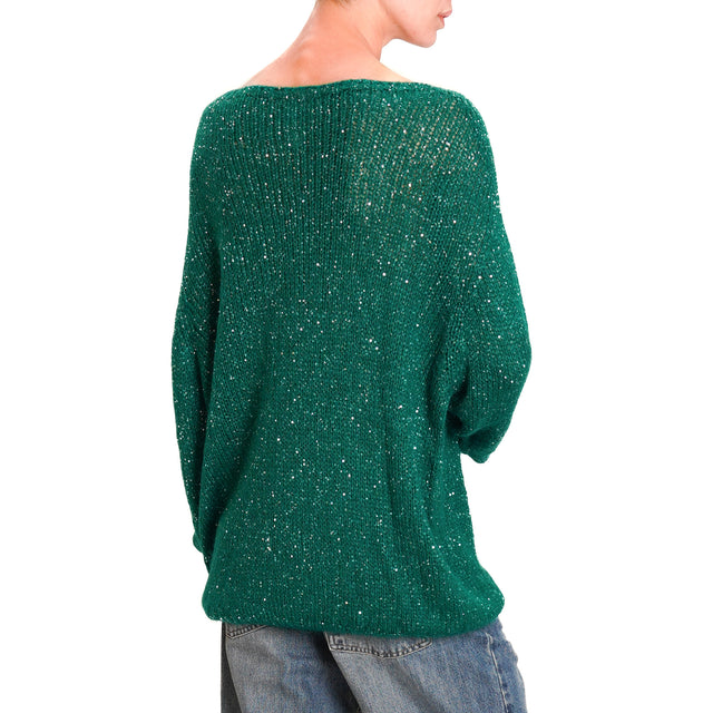 Tensione in-Maglia mohair over micro paillettes - VERDE