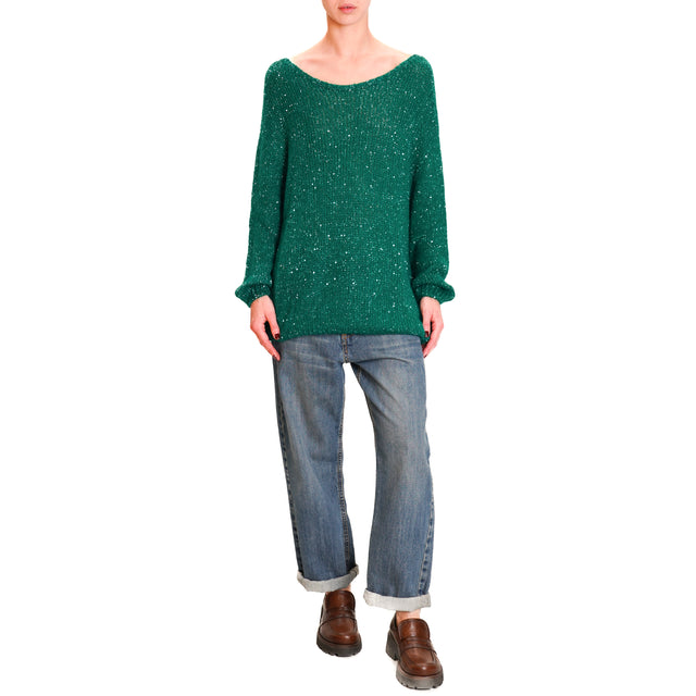 Tensione in-Maglia mohair over micro paillettes - VERDE