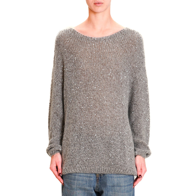 Tensione in-Maglia mohair over micro paillettes - grigio