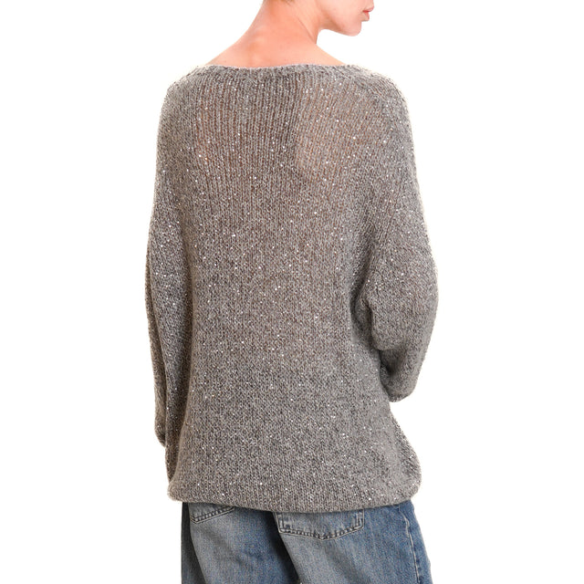 Tensione in-Maglia mohair over micro paillettes - grigio