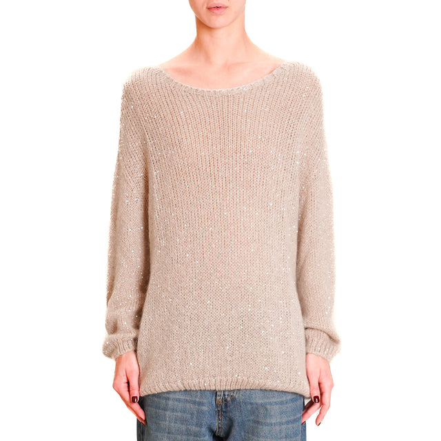 Tensione in-Maglia mohair over micro paillettes - rosa