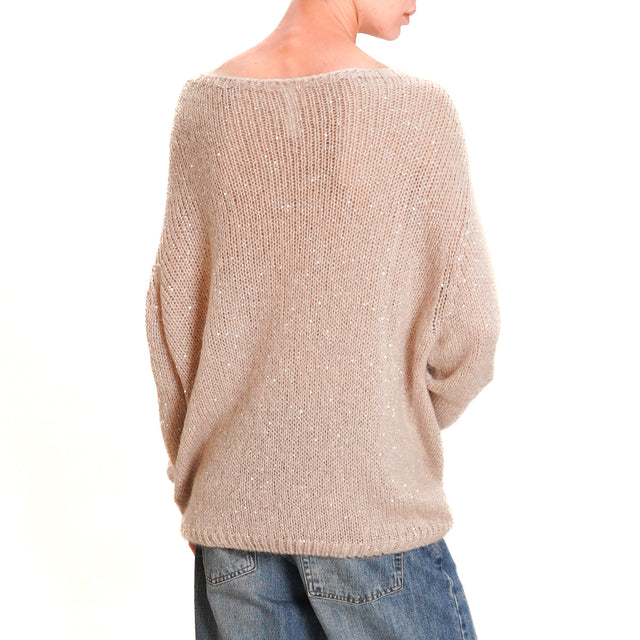 Tensione in-Maglia mohair over micro paillettes - rosa