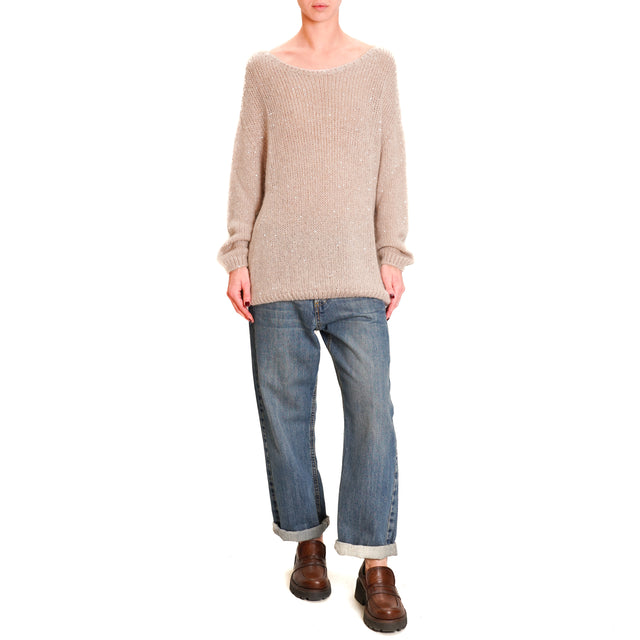 Tensione in-Maglia mohair over micro paillettes - rosa