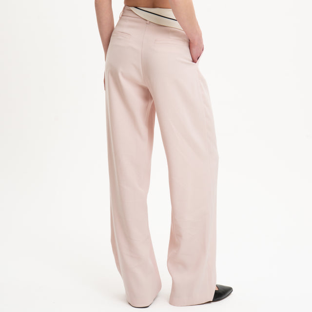 Tensione in-Pantalone con baschina a contrasto - rosa