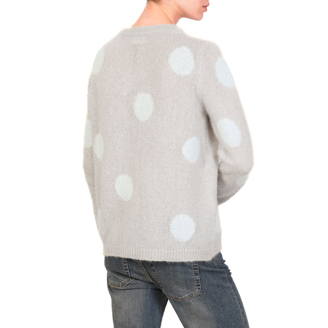 Vicolo-Maglia mohair maxi pois - grigio/acqua