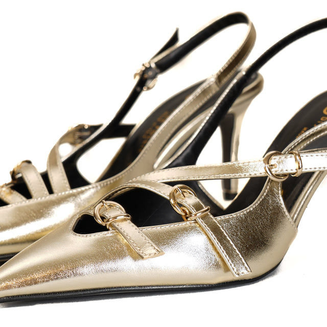 Divine Follie-Slingback laminata con tacco - platino