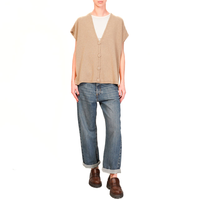 Motel-Gilet misto cashmere - camel