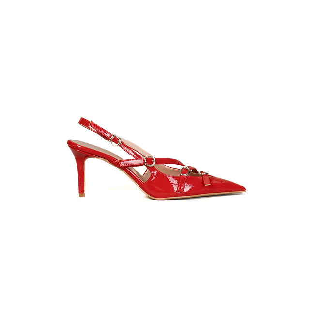 Divine Follie-Slingback naplak 3 fibbie - rosso