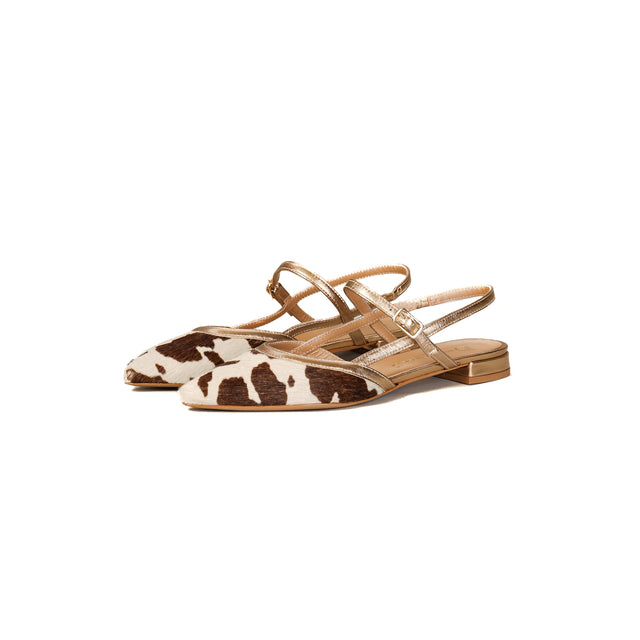 Divine Follie-Slingback cavallino maculato - laminato bronzo/latte/moro